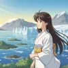 長濱ねるさんの写真集『ここから』と2nd写真集『長濱ねる』をイメージしたアニメ風のアイキャッチ画像。五島列島の海と北欧の自然を背景に、柔らかな表情の女性が描かれている。
