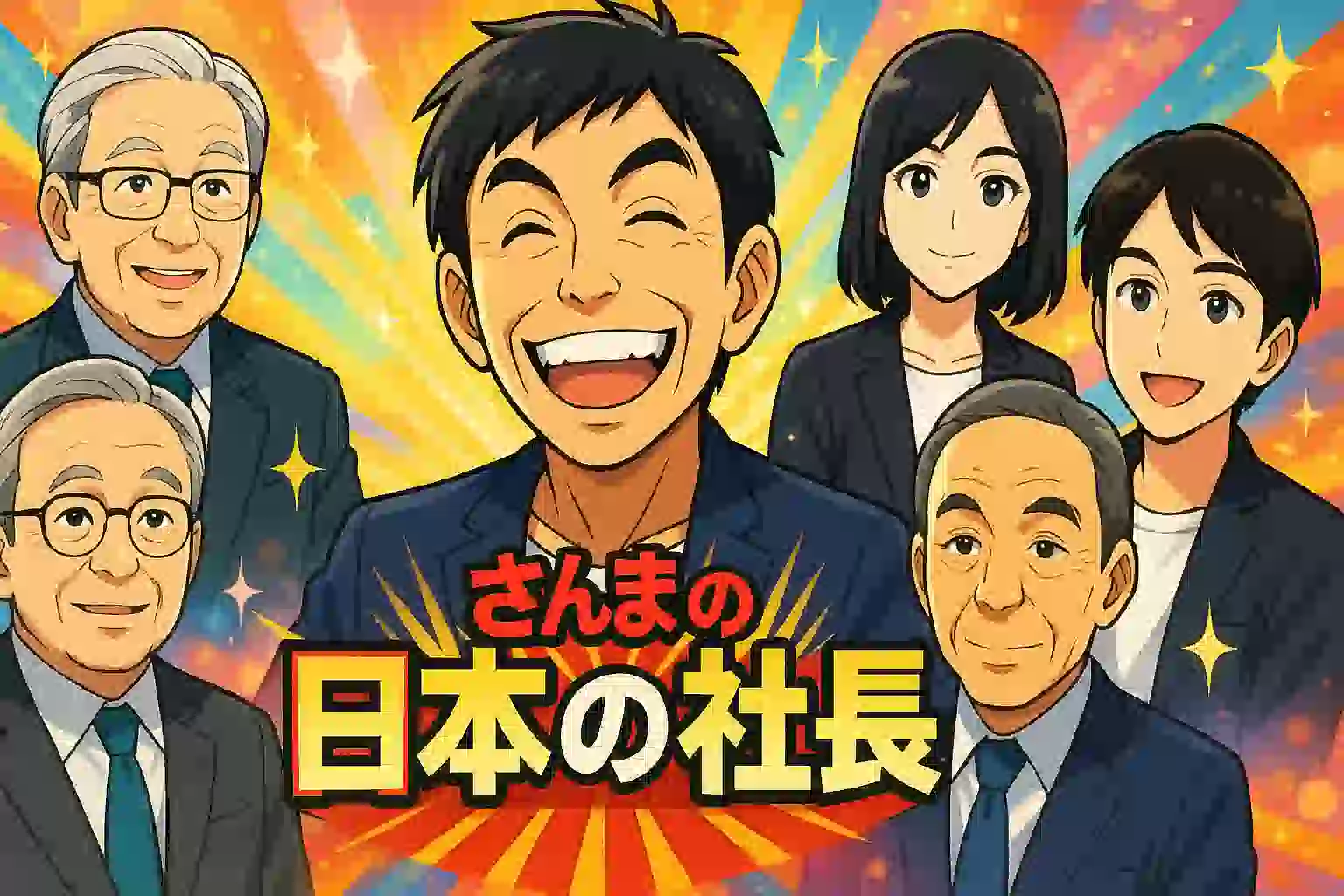 『さんまの日本の社長』に出演する明石家さんまと豪華社長陣